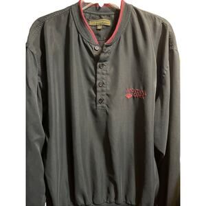 Sun Mountain Vintage Men’s L Black Pullover 1/4 Button LS Golf Windbreaker EUC